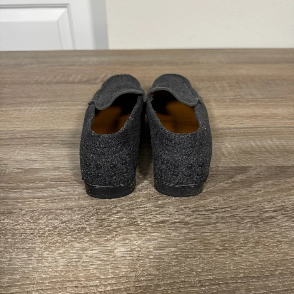 JP Tods Womens Charcoal Grey Wool Felt Loafers Made in Italy Size 7.5